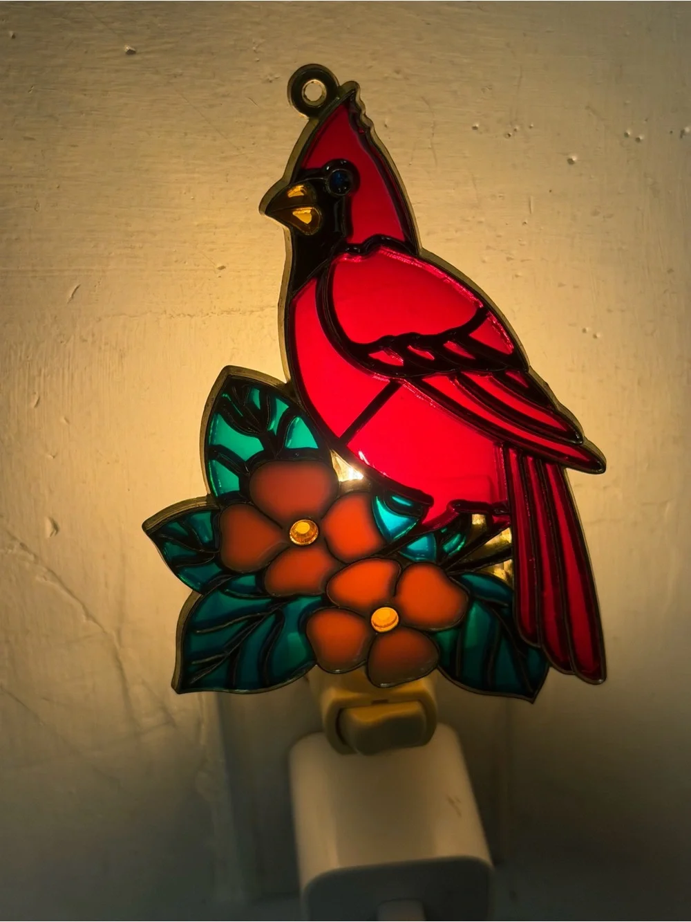 Red Cardinal Decorative Bird Perch Night Light